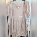 Daytrip Beige Taupe Open-Front Ruched Trim Tunic