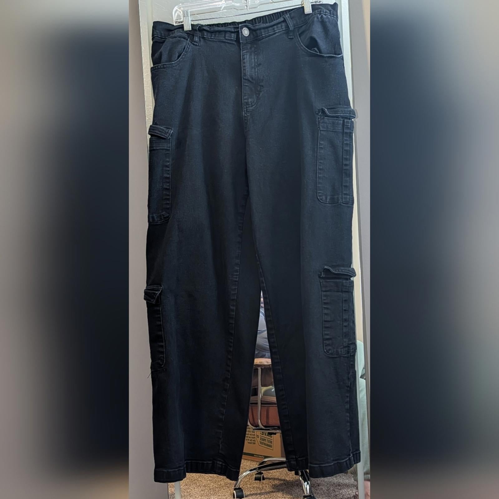 High-Rise Black Cargo Jumpsuit Pants for Women