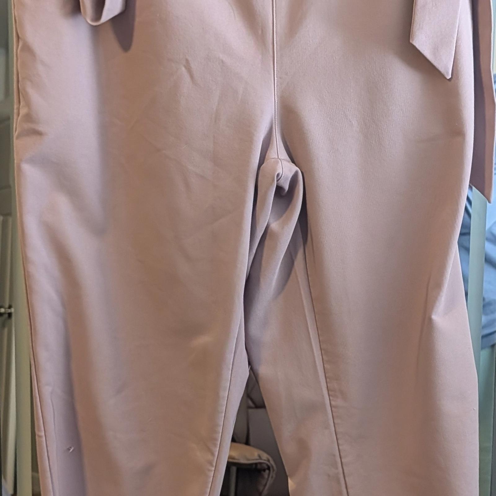 High-Waist Blush Trousers with Tie Detail